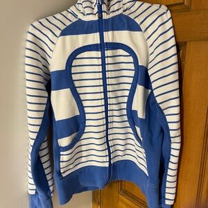 Lululemon Blue and White Striped Zip-Up Jacket